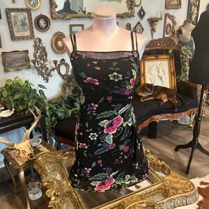 90s Vintage Y2K Vivienne Tam dress Black mini dress with mesh floral